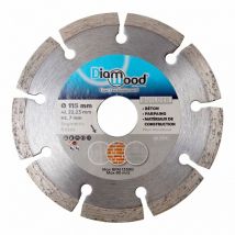 Disque Diamant pour Béton et Matériaux de Construction- Lame Diamantée à Tronçonner - pour Meuleuse ou Disqueuse - Diamètre 115 mm - Alésage 22,23 mm