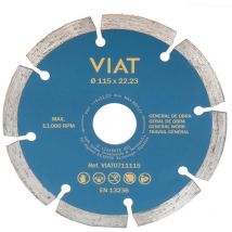 Disque Diamant Segmenté Pour Travaux Généraux Pour La Coupe à Sec. Mesures: Ø115x2x22,23mm Viat 0711115 Viat