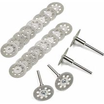 Disque Diamant de Coupe, 20Pcs 22mm Diamant Mini Disques à Tronçonner avec 4 Pièces Mandrins Tiges pour Disques Rotatifs pour outils rotatifs verre
