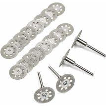 Disque Diamant de Coupe, 20Pcs 22mm Diamant Mini Disques à Tronçonner avec 4 Pièces Mandrins Tiges pour Disques Rotatifs pour outils rotatifs verre