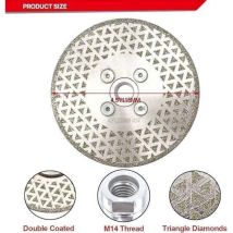 Disque Diamanté à Tronçonner et à Meuler 115 mm x M14 Double Face Électroplaqué pour Pierre Marbre Carreaux Granit
