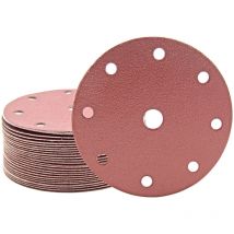 Fox Disques abrasifs auto-agrippants, 150 mm, 9 trous, p. Ponceuses excentriques, Corindon normal (Lot de 25) G36 - Miotools