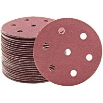 Fox Disques abrasifs auto-agrippants, 90 mm, 7 trous, p. Ponceuses excentriques, Corindon normal (Lot de 25) G36 - Miotools