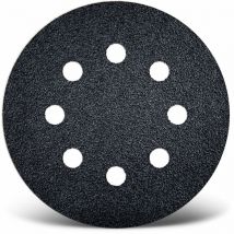 Black Disques abrasifs auto-agrippants, 115 mm, 8 trous, p. Ponceuses excentriques, Carbure de silicium (Lot de 25) G24 - Menzer