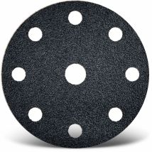 Black Disques abrasifs auto-agrippants, 150 mm, 9 trous, p. Ponceuses excentriques, Carbure de silicium (Lot de 50) G120 - Menzer