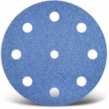 MENZER Blue Disques abrasifs auto-agrippants, 125 mm, 9 trous, p. Ponceuses excentriques, Corindon de zirconium (Lot de 25) G100