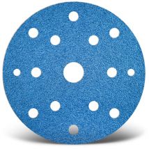 Blue Disques abrasifs auto-agrippants, 150 mm, 15 trous, p. Ponceuses excentriques, Corindon de zirconium (Lot de 25) G40 - Menzer