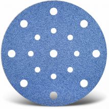 Blue Disques abrasifs auto-agrippants, 150 mm, 17 trous, p. Ponceuses excentriques, Corindon de zirconium (Lot de 25) G60 - Menzer