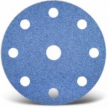 Blue Disques abrasifs auto-agrippants, 150 mm, 9 trous, p. Ponceuses excentriques, Corindon de zirconium (Lot de 25) G60 - Menzer