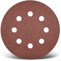 MENZER Red Disques abrasifs auto-agrippants, 115 mm, 8 trous, p. Ponceuses excentriques, Corindon normal (Lot de 50) G150