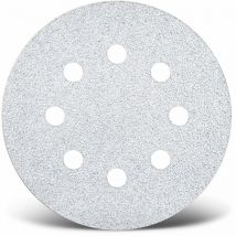 White Disques abrasifs auto-agrippants, 125 mm, 8 trous, p. Ponceuses excentriques, Corindon normal (Lot de 50) G100 - Menzer