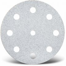 White Disques abrasifs auto-agrippants, 125 mm, 9 trous, p. Ponceuses excentriques, Corindon normal (Lot de 50) G320 - Menzer