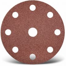 Red Disques abrasifs auto-agrippants, 150 mm, 9 trous, p. Ponceuses excentriques, Corindon normal (Lot de 50) G180 - Menzer