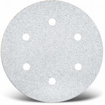 White Disques abrasifs auto-agrippants, 150 mm, 6 trous, p. Ponceuses excentriques, Corindon normal (Lot de 50) G80 - Menzer