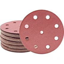 Fox Disques abrasifs auto-agrippants, 125 mm, 9 trous, p. Ponceuses excentriques, Corindon normal (Lot de 50) G150 - Miotools