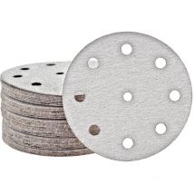 Shark Disques abrasifs auto-agrippants, 125 mm, 9 trous, p. Ponceuses excentriques, Corindon normal (Lot de 50) G100 - Miotools