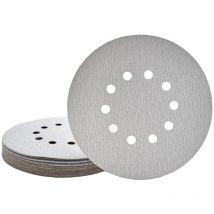 Shark Disques abrasifs auto-agrippants, 225 mm, 10 trous, p. Ponceuses à plâtre, Corindon normal (Lot de 25) G320 - Miotools