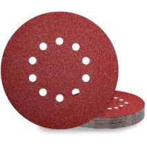 Disques de Ponçage 225 mm 10 Pièces Grain P40 10 Trous Disques Abrasifs 225 mm Ronds Papier Abrasif for Ponceuse
