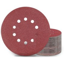 Disques de Ponçage 225 mm 100 Pièces Grain P40 10 Trous Disques Abrasifs 225 mm Ronds Papier Abrasif for Ponceuse