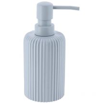 Distributeur a savon arrondi strie polyresine 230 ml - bleu clair Tendance