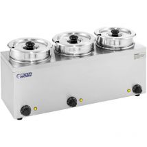 Distributeur a Soupe Bain Marie Inox Chauffe-Soupe 30 - 110 °c 3 Recipients