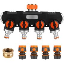 Zolginah - Distributeur d'eau à 4 voies - Valve de robinet pour connecter simultanément 2 appareils (débit réglable)