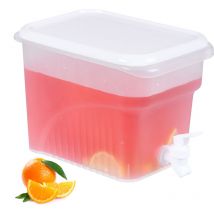 Relaxdays - Distributeur de boissons, 4,8 litres, avec robinet & couvercle, plastique, pour frigo, transparent/blanc
