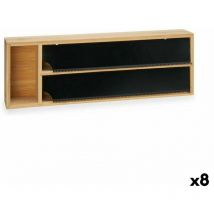 Distributeur de papier de double noir naturel bambou acier inoxydable 40 x 7 x 13 cm (8 pièces)