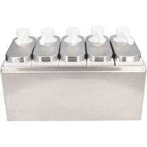 Distributeur de Sauce Professionnel 5 Becs avec Base - 1L/Bec Alimentaire Certifié - Pompe Doseuse Démontable pour Cuisine/Restauration/Collectivités