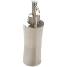 Distributeur de savon Acier inoxydable 450ml Gris Argent Hauteur 18,8cm, diamètre 5,5cm Distributeur à pompe, rechargeable