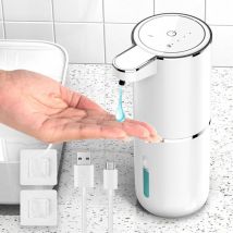 Ersandy - Distributeur de Savon Automatique, 380ml Distributeur de Savon avec Capteur de Mouvement Infrarouge, Mural, Rechargeable par usb, Étanche