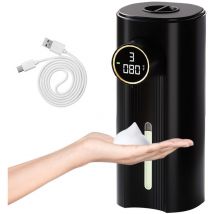 Largeight - Distributeur de savon automatique 5 niveaux réglables 450 ml, rechargeable par usb, mural, adapté pour salle de bain, cuisine, bureau,