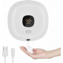 Linghhang - Distributeur de savon automatique (blanc), distributeur de savon thermostatique mural sans contact 300ml, distributeur de savon