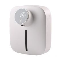 Distributeur de savon mousse, automatique, mural avec réservoir intégré, rechargeable, affichage de la température ambiante et du niveau de batterie,