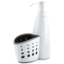 [distributeur De Savon De Cuisine Avec Porte Éponge] Distributeur De Liquide De Bain Avec Support Multi-storage Comptoir Et Éponge - Dispenser 400ml 