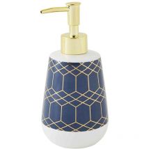 Distributeur de savon à motifs en céramique bleu