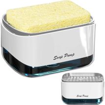 Distributeur De Savon 2 En 1 Avec Porte-éponge, Distributeur De Liquide Vaisselle, Distributeur De Pompe À Main En Plastique Pour Évier De Cuisine 