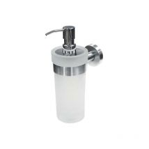 Distributeur de savon liquide - Contenance : 200 ml - Matériau : Inox - Profondeur : 130 mm - Hauteur : 212 mm - Largeur : 77 mm - Platine : ø 52 mm