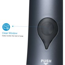 Distributeur de savon manuel à tête unique, sans perçage, pour salle de bain, gel douche, shampoing liquide, 300 ml, gris