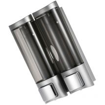 Distributeur de savon mural à double tête, boîte à savon manuelle, bouteille de savon pour les mains, boîte de shampoing et de gel douche, argent
