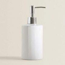 Distributeur de savon pour les mains avec pompe en acier inoxydable, distributeur de savon en céramique pour salle de bain et cuisine - Blanc