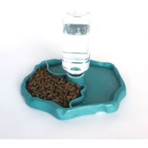 Distributeur d'eau pour Reptile, Distributeur 2 en 1 de Nourriture Anti Debordement Bol, Gamelle en Plastique pour Tortue Terrestre Gecko - Bleu