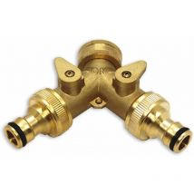 Distributeur en y Distributeur d'eau en laiton de 3/4 pouce, distributeur de raccordement d'eau à 2 voies Accessoires de réservoir ibc, robinet de