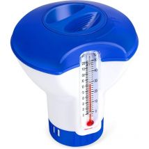 Distributeur Flottant pour Piscine avec Thermomètre, Doseur Automatique, Diffuseur Flottant Spa, Distributeur pour Piscine, Étang, Spa