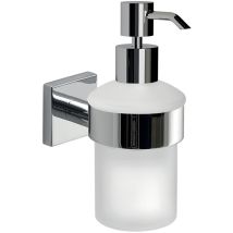 Distributeur de savon mural – Acier inoxydable chromé – Verre dépoli – 6,8 cm (L) x 12,1 cm x 15,7 cm (H) – Fuji