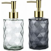 Beijiyi - Distributeur Savon Liquide,Distributeur de Savon en Verre de avec Pompe à Main 2 Pcs Distributeur Liquide Rechargeable pour Salle de Bains