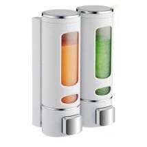 Csparkv - Distributeur Savon Mural 400 ml x 2 Distributeur Shampoing et Gel Douche Distributeur Savon Douche Double Distributeur de Savon Liquide