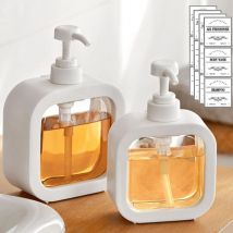 Jalleria - Distributeur Savon, Rechargeable Distributeur Savon Cuisine et Distributeur Savon Salle de Bain, Distributeur de Savon avec éTiquette