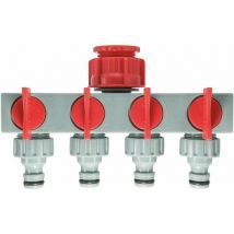 Presa rubinetto a quattro uscite con innesto maschio - blister (20064)