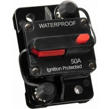 Ulisem - Disyuntor de coche estanco 50A para sistemas de 12V-48V cc, con portafusibles de rearme manual, apto para barcos y coches.